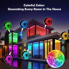 5V USB供电RGB LED灯带。配备红外44键遥控器，6种动态模式，20种静态颜色，5V RGB条形LED灯，适用于客厅、卧室、橱柜、楼梯、电视背光以及各种派对装饰。 - 多色光 - 查看 9