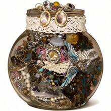 50pcs Mystery Jewelry Jar, Surprise Box For Women Vintage Jewelry Gift Set (Necklace, Earrings, Rings,Kracelet) Unique Birthday Gift For Her (Diverse Styles/40-45) - 50 CÁI - Xem 1