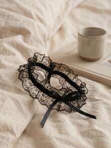 1pc Black Lace Bow Elastic Leg Chain, Ins Style Minimalist Sexy Thigh Garter For Women - Black - View 2