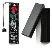 1/2pcs Gothic Romantic Stainless Steel Bookmark Gift Set, Creative Dark Romantic Skeleton Hand Holding Rose Bookmark, Perfect Holiday Gift For Dark Romantic Readers, Book Lovers And Gothic Enthusiasts - One Size Fits All - View 5