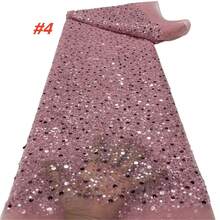 Vải ren organza cao cấp kiểu Châu Phi, ren thêu ngọc trai sang trọng kiểu Pháp năm 2026, vải ren lưới đính sequin Nigeria, thích hợp cho đám cưới. - C - Xem 5