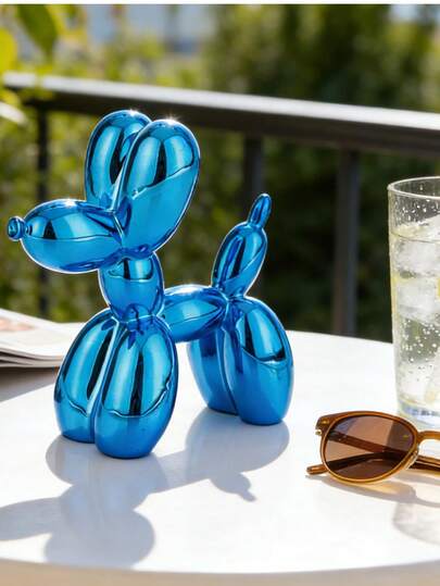 Balloon Dog Sculpture, Luxury Decorative Item, Resin Statue, Suitable For Decorating Living Room, Bedroom And Office, With Mirror-Like Gloss