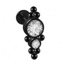 1 chiếc khuyên môi bằng thép không gỉ 16G đính đá CZ đen, có ren trong, thích hợp cho xỏ khuyên sụn tai, vành tai, xoắn tai và daith. - đen - Xem 27