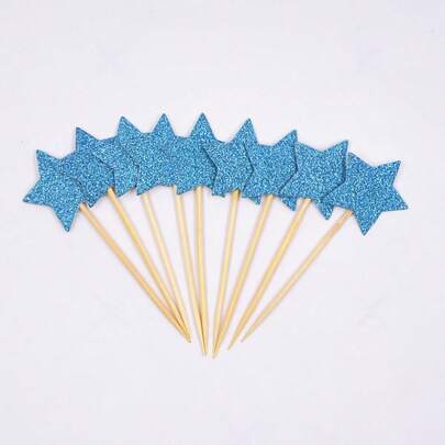 5-Pointed Star Cake Decorations, Assorted Glitter Series Baking Accessories, Wedding Decor Picks