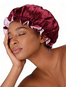 CONFLASS 1pc Extra Large Satin Sleep Cap For Women, Double Layer Design, Suitable For Sleeping, Daily Life, Gifting, Also As Christmas Present - Multicolor - View 10