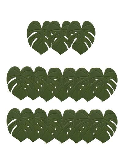 2/5个叶子图案杯垫，适用于酒吧、办公室和家庭，是派对和各种场合的理想之选，尺寸：4.02英寸 x 4.53英寸，家居装饰桌面保护，适用于所有杯子。