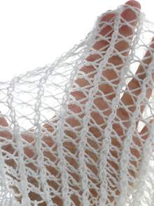 女士春夏镂空度假沙滩休闲宽松针织套头罩衫 - 白色 - 查看 7