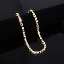 1条4毫米镶钻网球链项链，可叠戴，适合休闲装、摇滚、说唱、嘻哈风格。 - 時尚網球鏈 - 查看 4