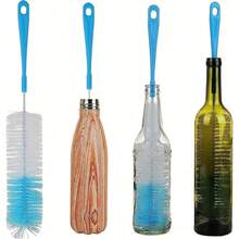 1-Long Cleaning Brush, Used Cleaning Narrow-Neck Beer Bottles/Wine Bottles/ Cups, Brewing Bottles - Blue - View 5