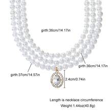 女士珍珠项链，百搭小众设计，优雅奢华颈链 - 銀色 - 查看 2