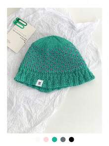 Sombrero de cubo calado y colorido, adecuado para primavera/verano, playa, vacaciones, protección solar, versátil, sombrero de paja a rayas para mujer, casual al aire libre, visualmente estilizador - Multicolor - Ver 17