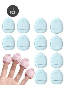 12个装指套粉扑，迷你粉扑，柔软粉扑，遮瑕粉底，散粉，矿物海绵，干湿两用化妆工具 - 彩色 - 查看 14