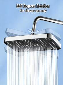 12-Inch High Pressure Square Fixed Shower Head, Wall-Mounted High Flow Rainfall Shower Head With Waterfall Effect, Durable Plastic Square Design, Strong Water Flow, Multi-Function Shower, G1/2 Universal Interface, Suitable For Ceiling Or Wall Installation, Ideal For Home And Hotel Bathrooms, Modern Bathrooms And RV Showers, Upgrade Your Bathroom For A Luxurious Bathing Experience - Multicolor - View 5