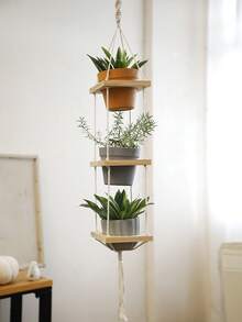 1pc-Bohemian Handmade Multi-Layer Hanging Plant Shelf – This Multi-Tier Hanging Flower Rack Is Ideal For Decor Arrangement In Living Room, Bedroom And Study, Perfectly Compatible With Bohemian, Nordic, Log And INS Home Styles. - Multicolor - View 6