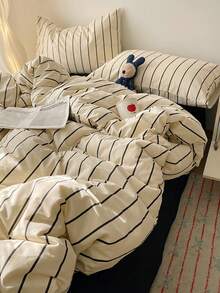 2 vỏ gối kẻ sọc đơn giản 100% polyester (không bao gồm ruột gối), có thể giặt máy, phù hợp cho mọi mùa. - Nhiều màu - Xem 3