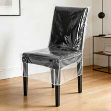 1pc Plastic Chair Cover With Backrest, PVC Transparent Chair Protector, Waterproof Kitchen Chair Slipcover, Dust-Free & Spill-Proof For Party - Transparent - View 1