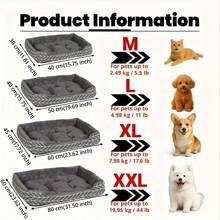 1 chiếc đệm ngủ vuông thời trang cho thú cưng, có thể giặt được, phù hợp cho chó/mèo cỡ nhỏ/trung bình. - Xám - Xem 3