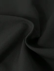 Women's Solid Color Front Button Elegant Office Jacket, Minimalist Fashion Single-Breasted, Spring/Autumn Black - Black - View 6