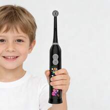 Roterande eltandborste med 4 borsthuvuden, Innehåller 2 AAA-batterier, Smart Clean batteridriven eltandborste, Mjuka borst - Svart - Visa 6