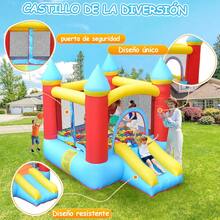 Gran castillo inflable, dimensiones 2.55 x 1.95 metros, con tobogán y piscina de bolas, apto para el juego infantil. - Rojo - Ver 7