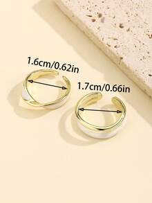 1 chiếc nhẫn hai lớp đan chéo kiểu dáng tối giản Châu Âu và Mỹ, kiểu dáng độc đáo, thanh lịch, thích hợp cho phụ nữ đeo hàng ngày. - Vàng - Xem 5