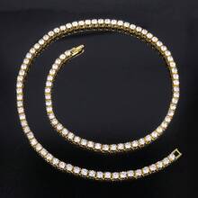 1条4毫米镶钻网球链项链，可叠戴，适合休闲装、摇滚、说唱、嘻哈风格。 - 時尚網球鏈 - 查看 6