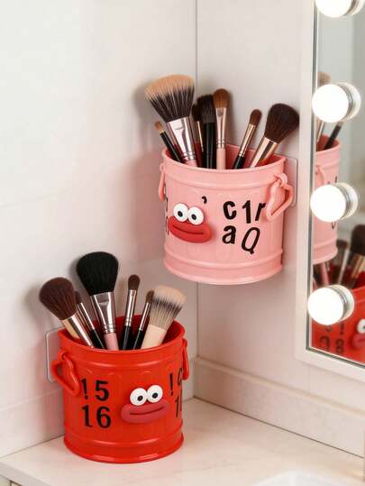 Hộp đựng cọ trang điểm, Hộp đựng bút hình hoạt hình cá nhân hóa, Hộp đựng văn phòng phẩm phong cách retro tối giản, Hộp đựng đồ dùng văn phòng để bàn, Món quà lý tưởng cho gia đình và học tập, Hộp đựng bút văn phòng phẩm