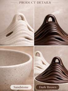 1pc Modern Minimalist Mountain-Shaped Incense Burner, Stone-Textured Desktop Home Decor, Suitable For Living Room And Home Display - Multicolor - View 5