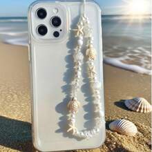 Summer Ocean Life Style Starfish, Sea Turtle, Faux Pearl, Seashell, Flower Beaded Soft Clay Chain Phone Lanyard, Travel Holiday Accessory Pendant - Multicolor - View 7