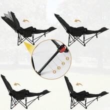 1pc Foldable 2-In-1 Camping Cot Chair, Adjustable Sleeping Recliner With Detachable Footrest, Adult Outdoor Portable Leisure Chair Bed With Storage Bag, Suitable For Fishing, Hiking, Camping, Memorial Day Outdoor Gear, Road Trip Essentials, Backyard Relaxation - Multicolor - View 8