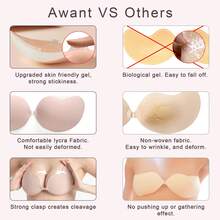 2 Pcs Sticky Bra Backless Adhesive Strapless Invisible Push Up Stick On Bras For Women Dresses 1 Pair Reusable Nipple Cover - Multicolor - View 6
