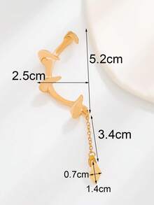 1 pieza Brazalete geométrico minimalista para la oreja derecha, accesorio de joyería de moda para atuendo de fiesta de mujer - Dorado - Ver 8