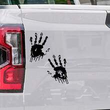 Personalized Funny Red Palm Print Car Sticker, Hand Print Blood Stain Decal - A - View 4