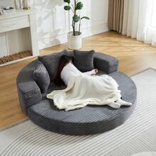 A Versatile Two-In-One Sofa Bed, Ideal For Compact Living Spaces, That Can Be Used As Both A Semi-Circular Sofa And A Round Daybed. The Armrests Feature Fabric Pockets. - Grey - View 3
