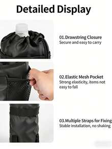 1个自行车水壶袋，防水保温自行车水杯架，适用于公路自行车和山地自行车，大容量工具包 - 黑色 - 查看 8