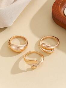 10pcs Set Minimalist Criss-Cross Rhinestone Rings, Unique Design Fashionable Versatile Rings For Women - 3-piece Set - View 2