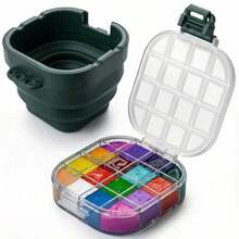 Caja de paleta de pintura hermética de 135 x 11 2 cm valioso recipiente que combina el lavabo y el soporte para brochas uso para principiantes de aprendizaje de proyectos de arte talleres pintura - Verde - Ver 8
