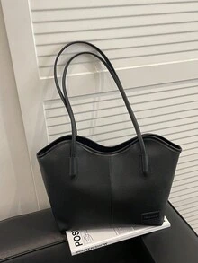 新款秋冬大容量手提包，时尚简约百搭腋下包，高端通勤单肩托特包 - 黑色 - 查看 1