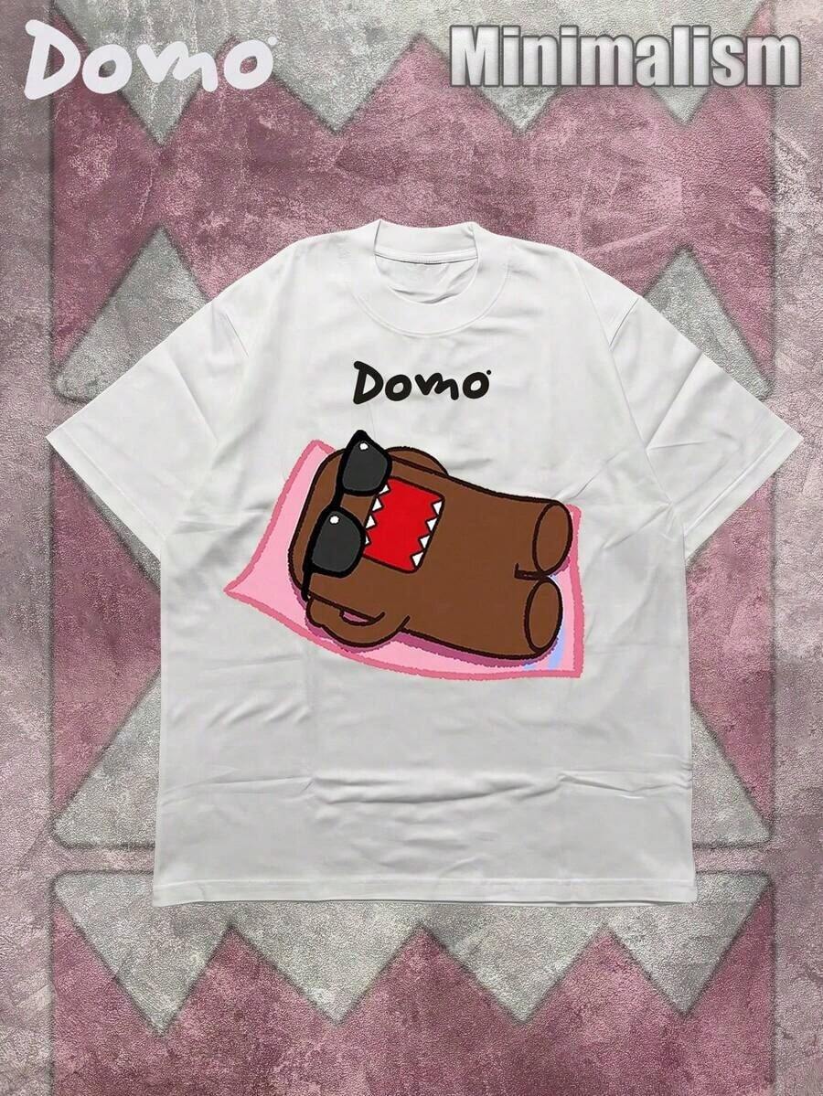DOMO-KUN Patterned-Shirt (Cotton-Shirt) Printed-Shirt Graphic Tee Unisex-Shirt Casual And Comfortable Men's Cotton-Shirt. Interesting Pattern-Shirts - 白色 2 - 查看 1