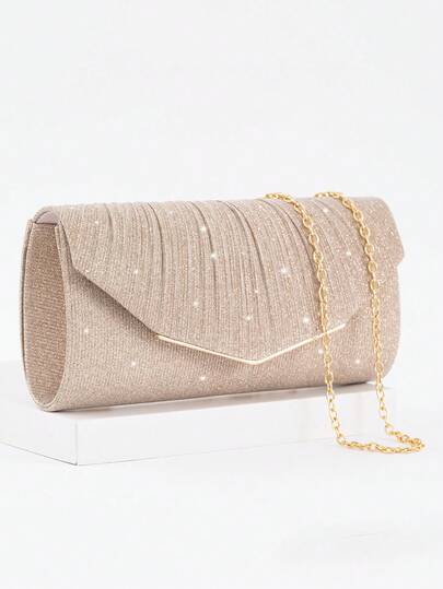 Women's Fashion Elegant Minimalist Versatile Clutch Bag With Chain Shoulder Bag, Suitable For Formal Dress And Evening Party
