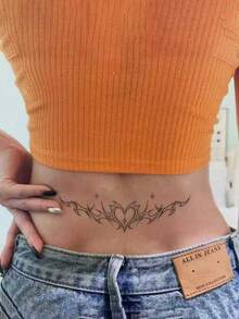 1pc Delicate Waist Chain Butterfly Tattoo Sticker, Waterproof & Long-Lasting, Elegant Waist & Abdomen Design For Women; 1pc Red Thorn Butterfly Temporary Tattoo Sticker, Waterproof & Long-Lasting, Sweet Waist & Abdomen Design For Women; 1pc Y2K Heart Waist Chain Tattoo Sticker, Long-Lasting & Smudge-Proof, Personalized Elegant Tattoo Sticker - Multicolor - View 4