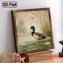 2D Flat, 1pc Rustic Mallard Duck Wooden Wall Art, 8x8 Inch, Polish Finish - Vibrant Duck Lotus Flower Scene, Ideal For Home Office Decor, No Electricity Needed, Perfect Holiday Gift Plaque Ornament. - 1 YEAR - View 9