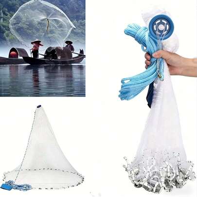 Red de pesca lanzada a mano, red de pesca sin anillos, accesorios de pesca, equipo de pesca, herramientas de pesca, equipo de pesca de monofilamento, suministros de pesca, equipo para actividades al aire libre, adecuado para la orilla, alta mar, lugares de pesca y campamento, herramientas para exteriores, gran capacidad duradera, fácil de lanzar y recoger, aplicable para herramientas de hombre, equipo de pesca, accesorios de campamento, deportes al aire libre, entretenimiento familiar, regalos de pesca, regalos para hombres, regalos para novio, regalos para el día del padre, regalos prácticos