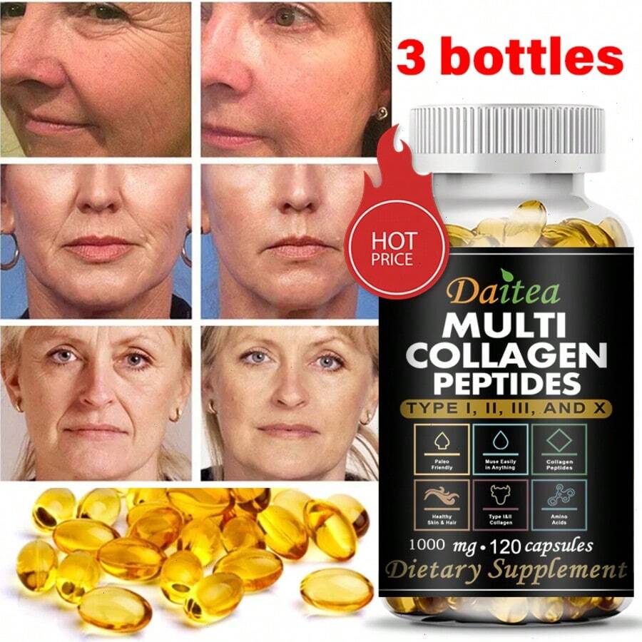 Multi-Collagen Peptides 120 Softgels 1000 Mg - Smooth Skin, Hair, Nails, & Bone Support Supplement For Men And Women - 1 chai - Xem 1