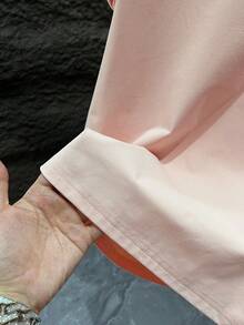 Camiseta de manga corta con cuello redondo y estampado de palmeras de moda para hombre, informal - Rosa - Ver 8