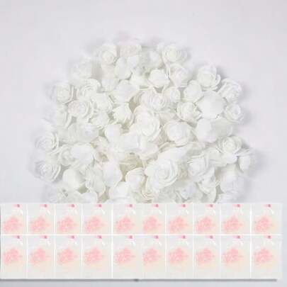 50 rosas blancas de seda artificial - Flores artificiales realistas para ramos de boda | Decoración del hogar Flores/plantas falsas | Flores de cementerio falsas resistentes a los rayos UV, follaje de plástico