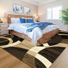 1pc Luxury Velvet Rug - Minimalist Bohemian Geometric Pattern, Non-Slip Backing Machine Washable, 100% Polyester, Suitable For High Traffic Areas Like Living Room And Bedroom - 3 - View 2