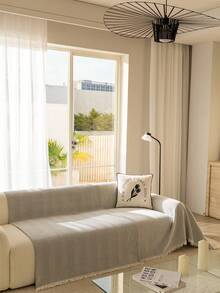 1 tấm phủ ghế sofa chống trượt hiện đại bằng vải chenille, đa năng dùng làm chăn sofa, đệm, khăn trải bàn, thảm dã ngoại, phù hợp cho ghế sofa, phòng ngủ, phòng khách, văn phòng, ngoài trời, họa tiết xương cá. - Màu be - Xem 8