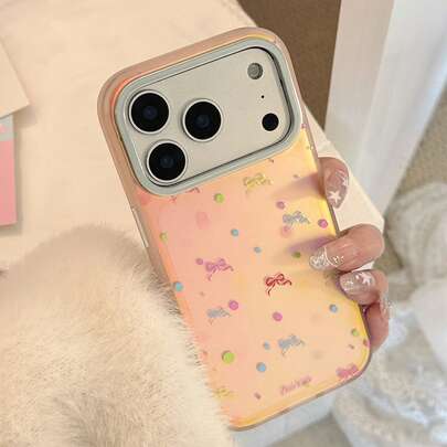 Kavenfort 亮粉色镀金球，金色装饰，适用于 17 Pro Max 手机壳，16 粉色蝴蝶结，15 防震，11 电镀，13 韩式粉色，个性化，少女风，创意，几何，简约风格，小众，ins 风