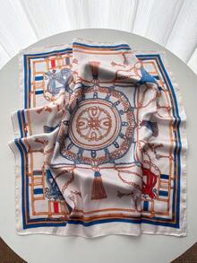 1 chiếc khăn vuông in hình dây chuyền thời trang Châu Âu và Mỹ, kích thước 65*65cm, thích hợp cho chụp ảnh ngoài trời, hẹn hò, biểu diễn, kỳ nghỉ, làm quà tặng, mặc công sở, đi biển. - trắng - Xem 2